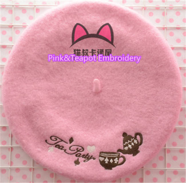 Swimmer Wool Sweet Embroidery Lolita Beret In Stock