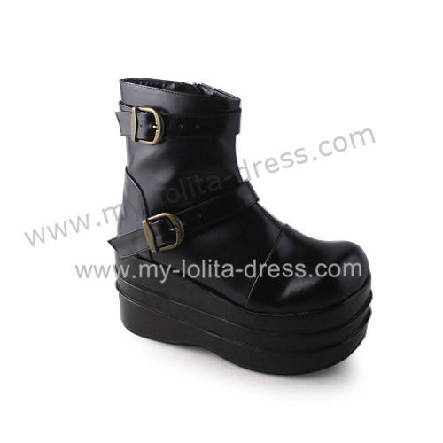 Matte Black Belts Ankle Length Short Boots