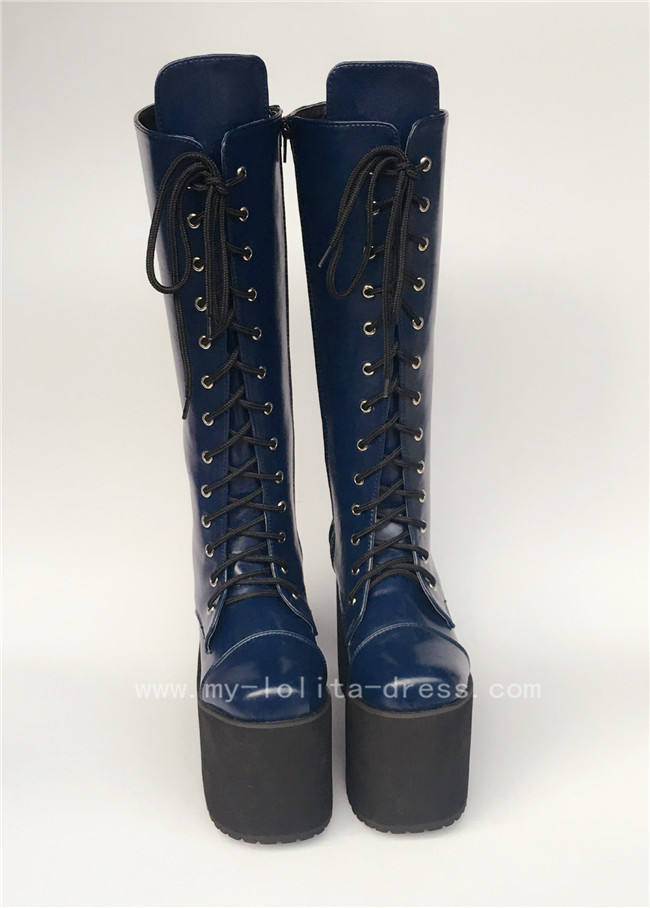 Beautiful White Matte Lace-up Knee Lolita High Boots
