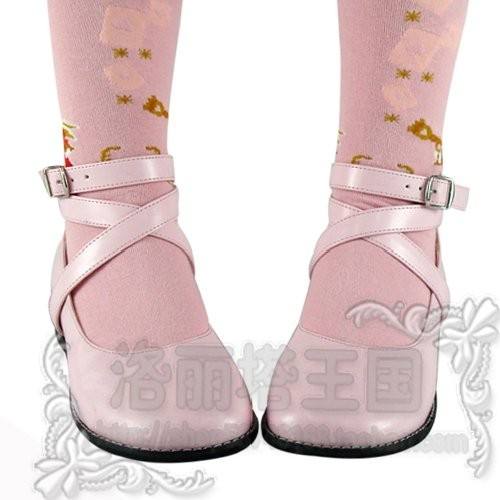 Black/White/Pink/Red Flat Heels Lolita Shoes -Pink Size 38 In Stock