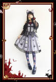 The Cat Cross~ Halloween Lolita JSK Dress + Headbow Navy Blue Size M - In Stock