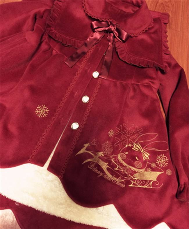 Sweet Thickening Thermal Loose Lolita Coat with Detachable Fur Collar