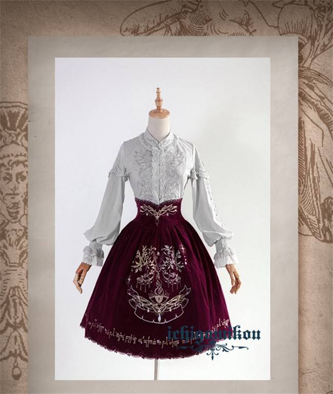 The Splendor of Gold&Siliver Tree Classic Embroidery Lolita Skirt, Jumper Dress, Vest and Cape