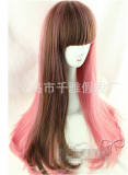 Sweet Smoky Pink&Brown Blended Lolita Wig with Bangs 70cm Long - In Stock