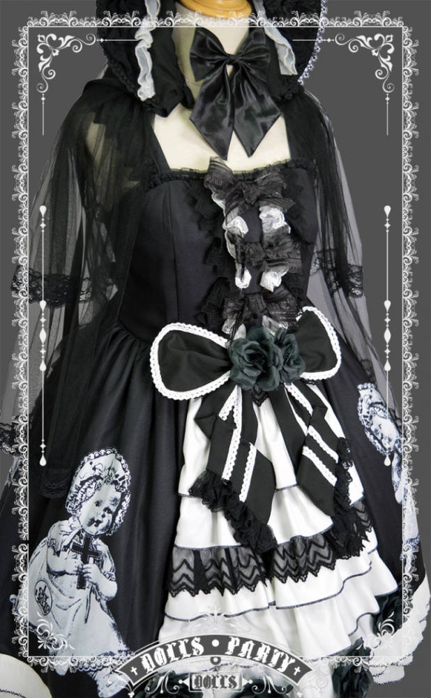 Antique Paper Doll~ Black Lolita JSK Dress -Ready Made