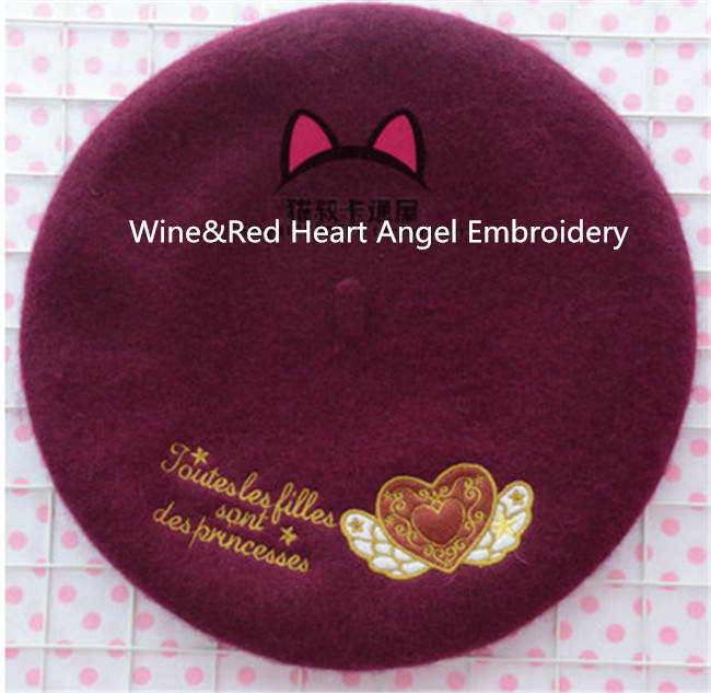 Swimmer Wool Sweet Embroidery Lolita Beret In Stock