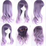 Rosy Brown Purple Curls Sweet Lolita Wig off