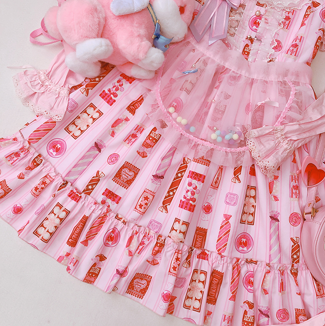 Diamond Honey ~Candy Store Sweet Lolita Jumper -3 Pink L in Stock