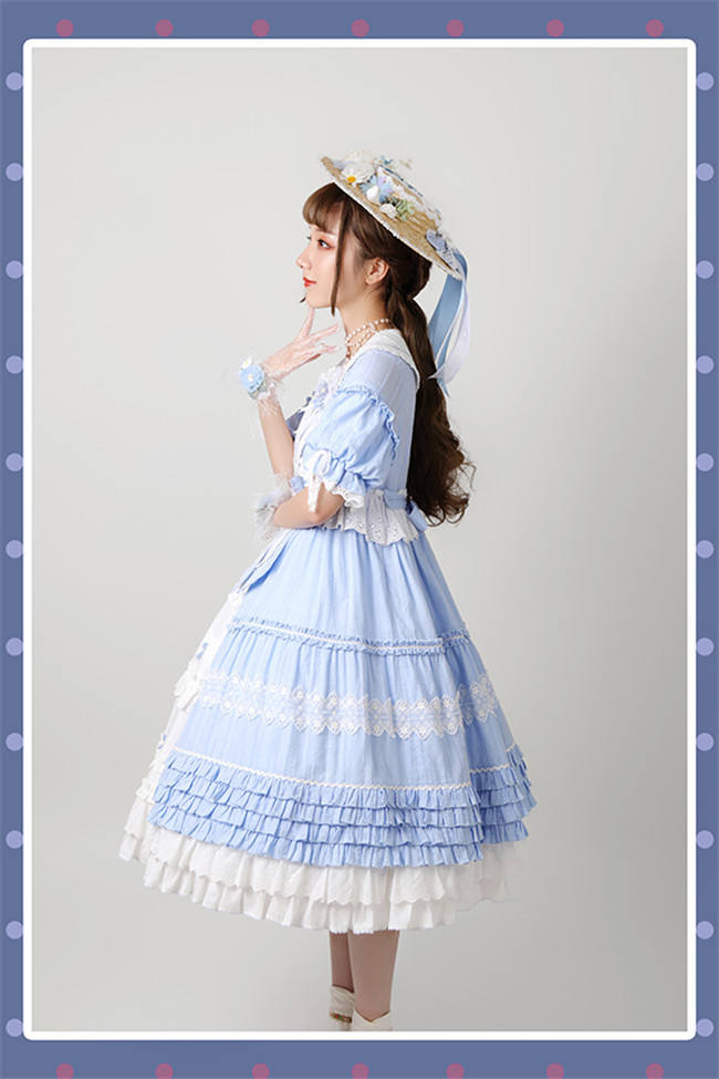 Alice Girl ~Sunflower Classic Lolita Short Sleeves OP - Green Size L - In Stock