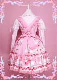 Diamond Honey -Miss Cherry- Red Gingham Hearts Embroidery Lolita OP Dress -out