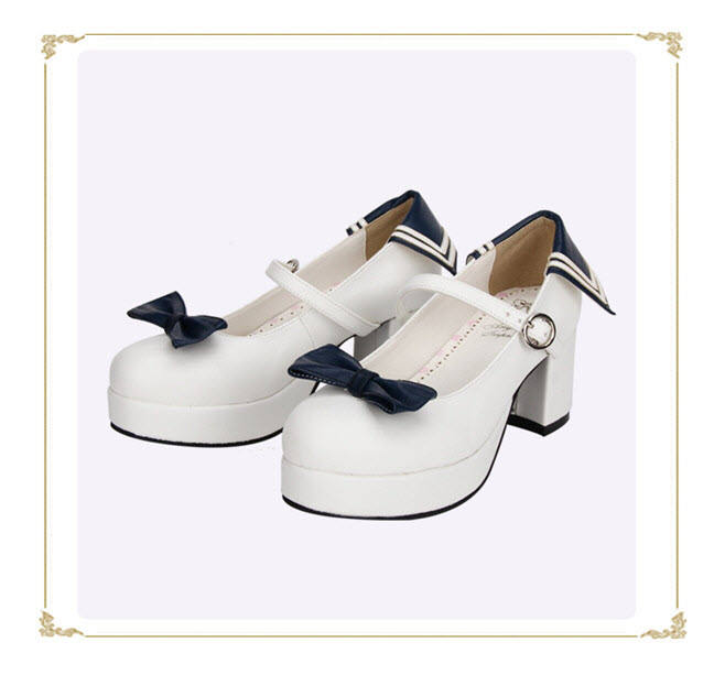 Angelic Imprint- Beautiful Sailor Style Single Belt Square Heels Lolita Shoes