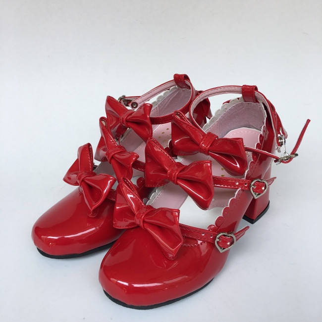 Sweet Pink Lolita Heels Shoes with Bows