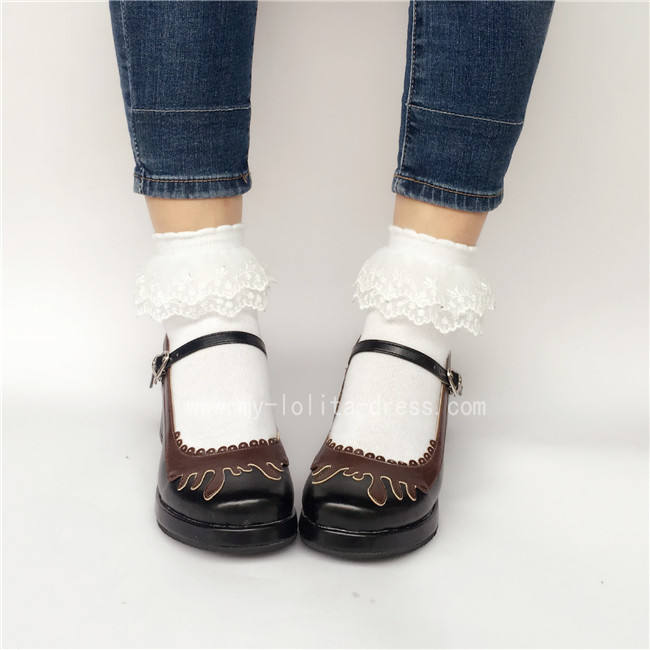 Sweet Black With Coffee Lolita Heels Shoes