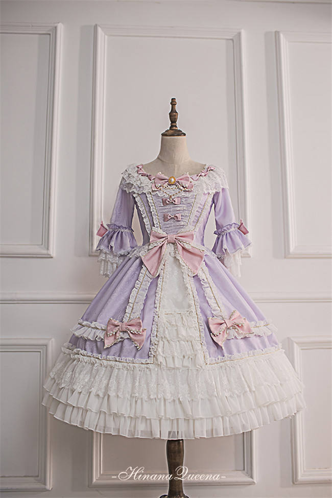 Moira~ Lolita Short Sleeves OP Dress -Sax Size XL In Stock