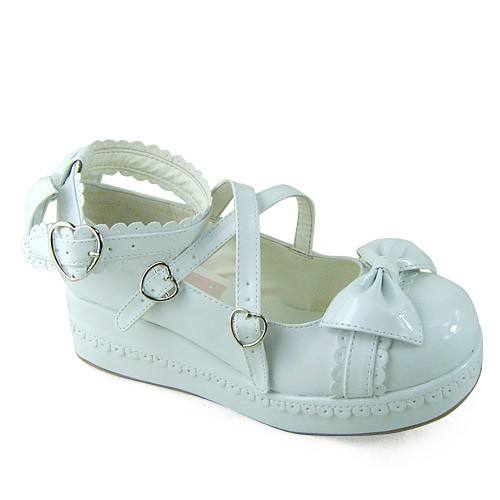 Shiny White Knots Lolita Shoes