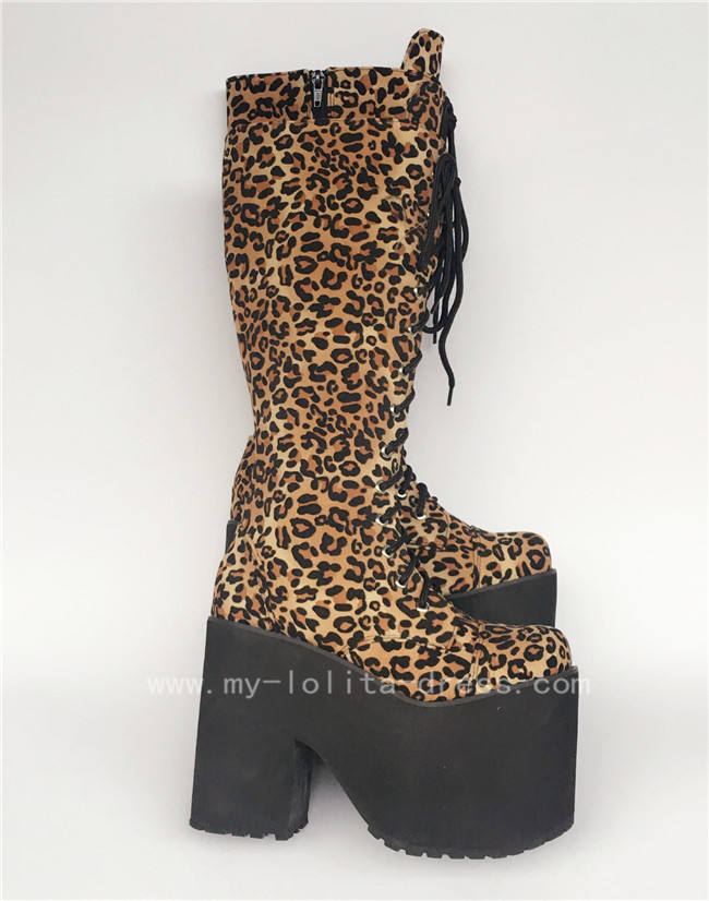 Beautiful White Matte Lace-up Knee Lolita High Boots