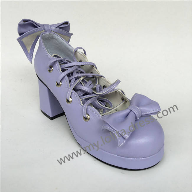 Sweet Purple Square Heels Lolita Shoes with Straps