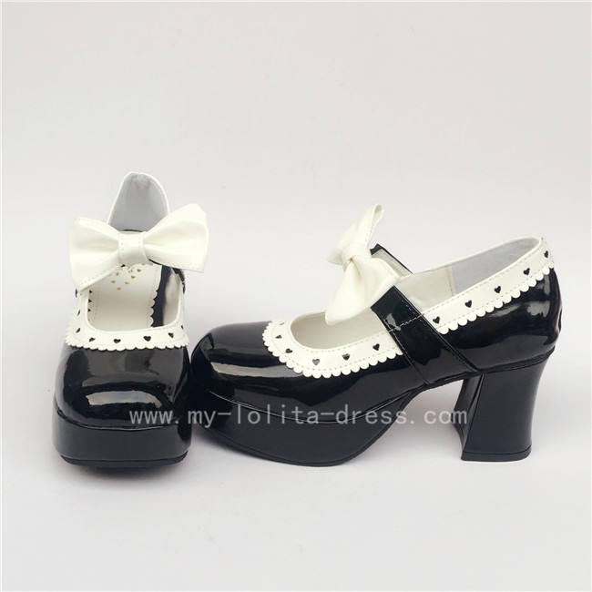Coffee Bow Lolita Heels Shoes
