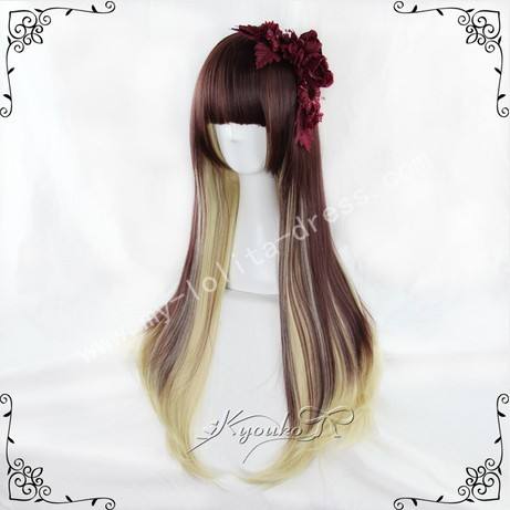 70cm Afternoo Tea Rrown Pale Goldrod Lolita Wig
