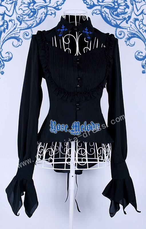 Long Sleeves Black Lolita Blouse