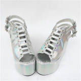 Beautiful Glitter Silver Lolita High Platform Shoes