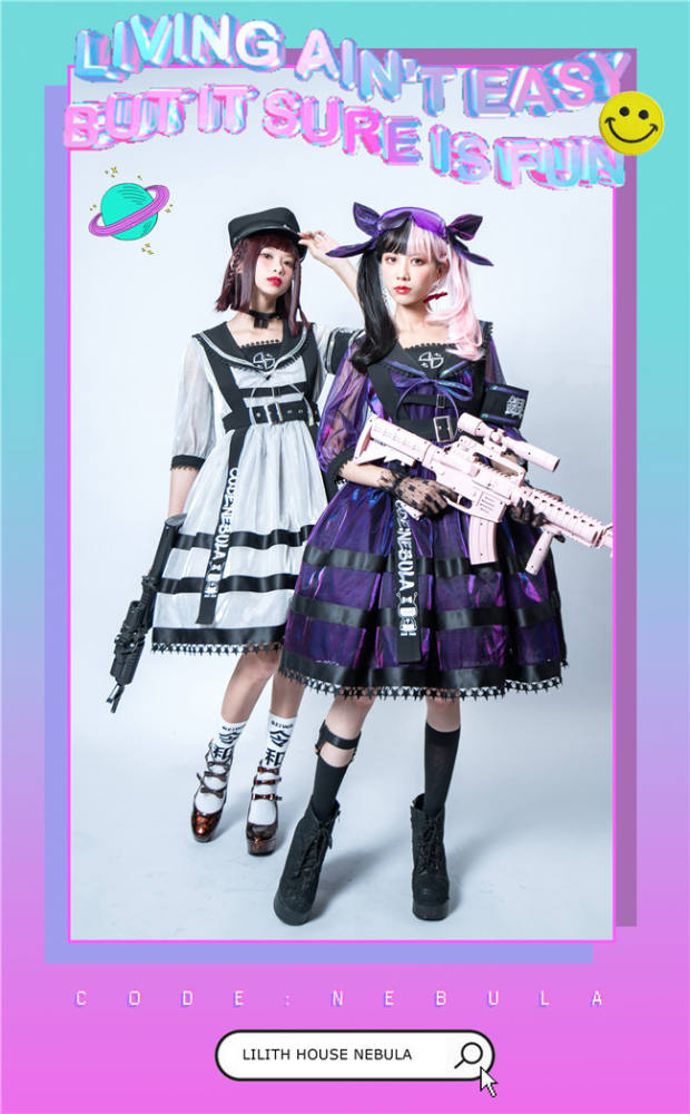 Lilith House ~NEBULA Punk Style Lolita OP -Ready Made