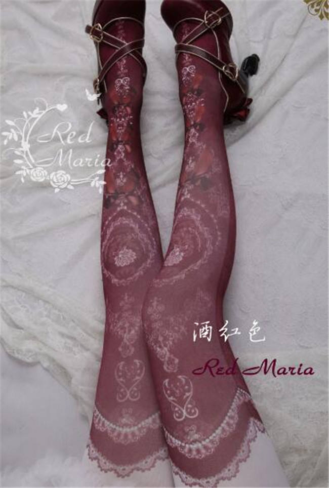 The Peacock Feather~ Vintage Double-sides Printed Lolita Tights