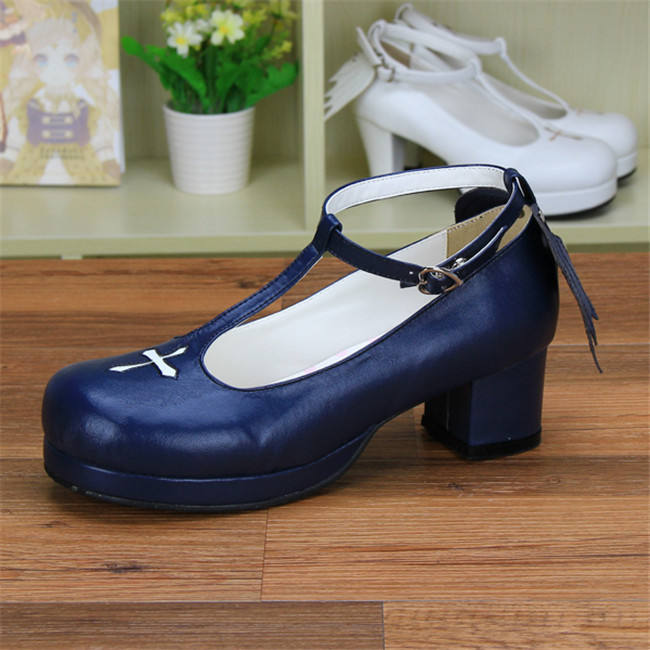 Angelic Imprint- Sweet T-shaped Straps Lolita Square Heel Shoes with Detachable Angel Wings