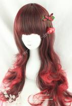60cm Black Red Curls Lolita Wig