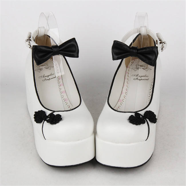 Angelic Imprint- Elegant Bow Embroidery Qi Lolita High Platform Shoes