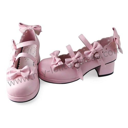 Pink Four Bows Lolita Shoes