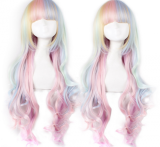 Beautiful Rainbow Long Curls Lolita Wig off
