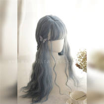 Sweet Big Wavy Daily Curls Gray Blue Lolita Wig 60cm