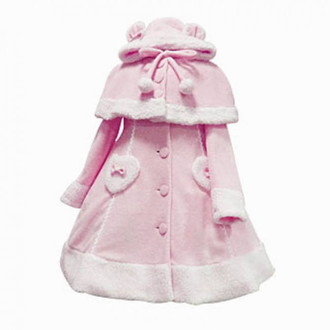 Lolita Princess Winter Heart Coat&Cape Black