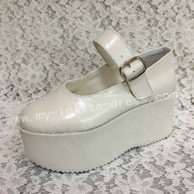 Girls Matte White Lolita High Platform Classic Shoes