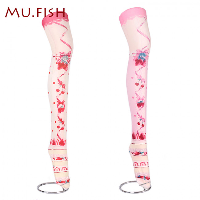 Strawberry Prints Sweet Lolita Tights $25.99-Girls Printed