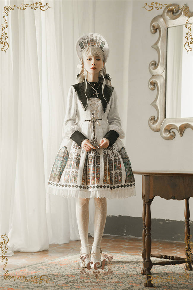 The Holy Cross Stained Glass Window Gothic Lolita Dress