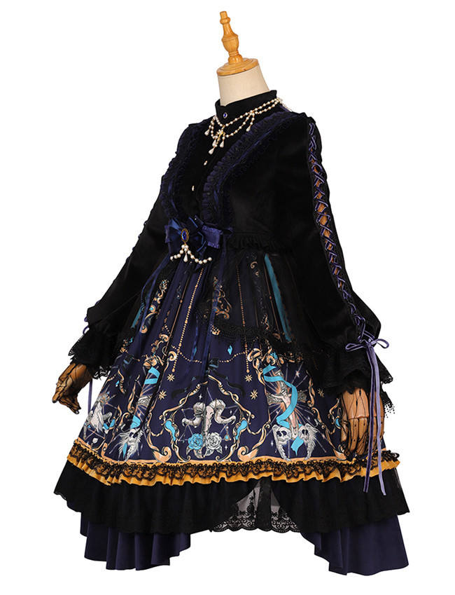 God Redeemed Gothic Dark Printed Lolita OP(Choker + Gloves + Overskirt)