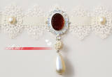 White Lace Ruby Lolita Necklace with Pendant-out