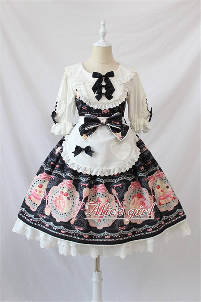 Dessert Chef~ Sweet Lolita JSK With Detachable Apron -Ready Made Light Blue Size S - In Stock