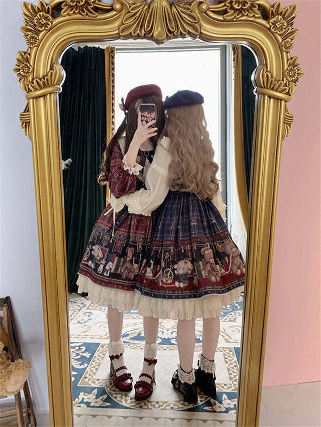 Alice Girl ~Gingham Teddy Lolita JSK -Pre-order