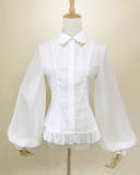 Chiffon Tailored Vintage Lolita Blouse White Size XL - In Stock