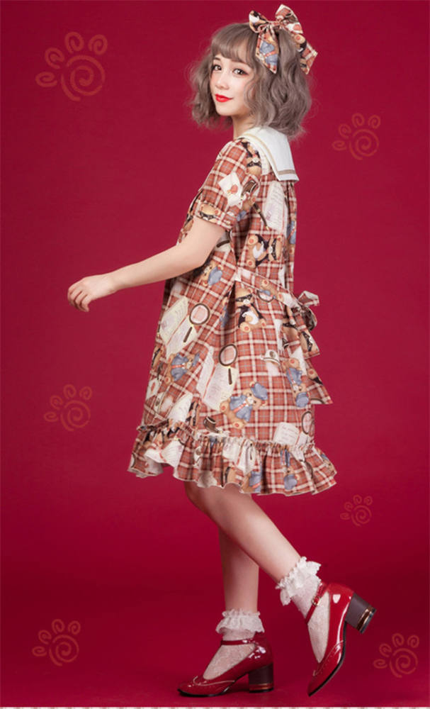 The Detective Bear~ Sweet Printed Lolita OP and JSK -OUT