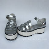 Beautiful Silver Lolita Shoes with White High Platform
