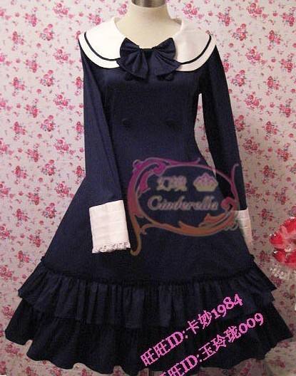 Round Collar Bow College Lolita Dress