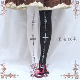 Mu-fish Rose Cross Lolita Above Knee Socks