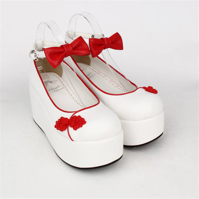 Angelic Imprint- Elegant Bow Embroidery Qi Lolita High Platform Shoes