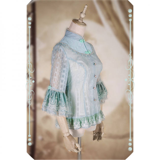 IchigoMikou ~Drizzle & Thin Clouds~ Qi Lolita Blouse -In Stock
