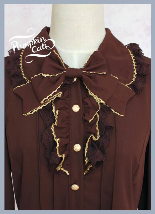 Pumpkin Cat Chiffon Long Sleeves Lolita Blouse-Ready made