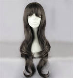 Lady's Beautiful Smoky Gray Lolita Long Curls Wig with Air Bangs off